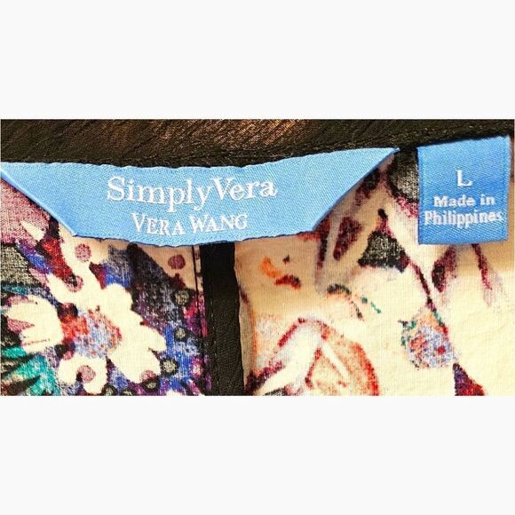 New SIMPLY VERA VERA WANG Bright Multi Color Floral Sleeveless V Neck Midi Dress - Picture 11 of 12